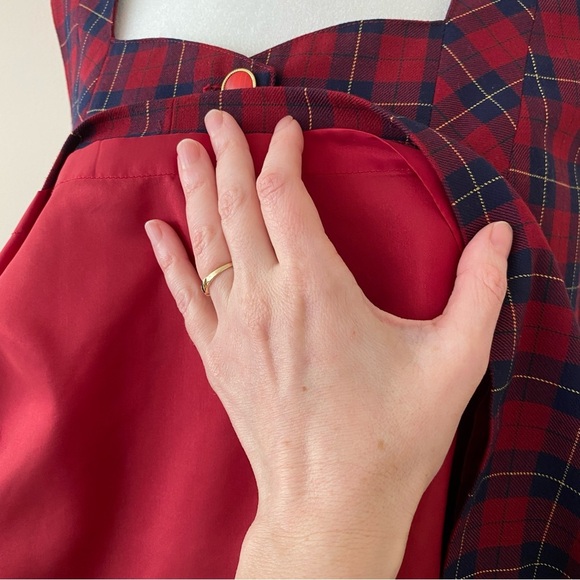 Vintage Plaid Dress with Pockets Red Maternity Sz L/XL - Picture 12 of 13